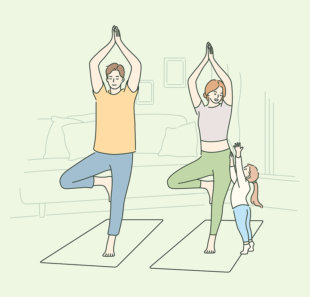 Familia Practicando Colchonetas Yoga